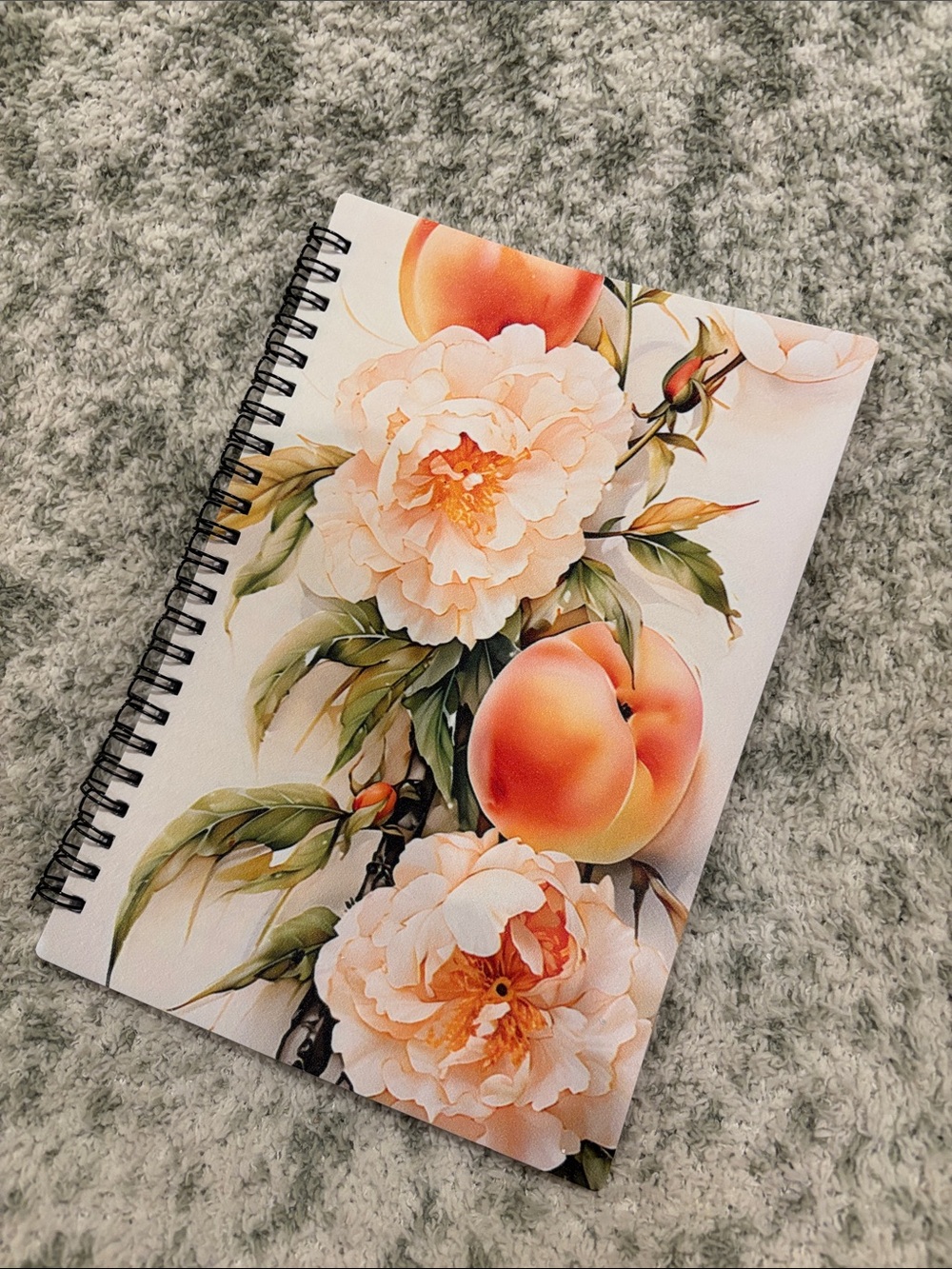 Peach Floral Spiral Writers Journal Notebook NWT 6x8.5”
